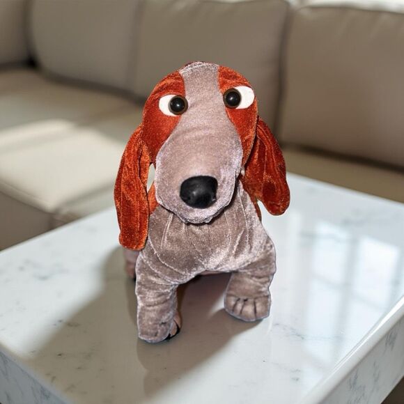 Vintage Bassett Hound Plush Velvet Feel Stuffed Dog Puppy 11” - Picture 1 of 7